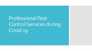 Professional Pest Control Services during Covid 19