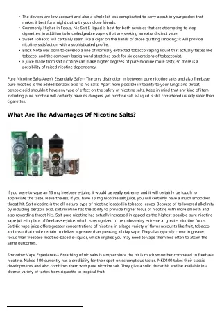 7 Points You Require To Know About Pure Nicotine Salts.