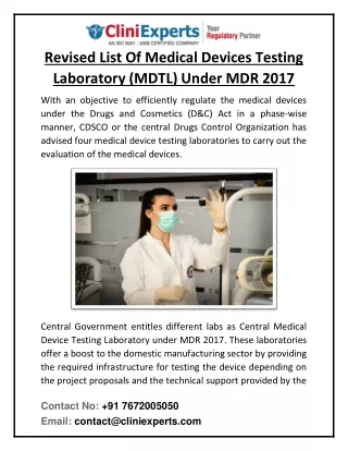 revised list of medical devices testing