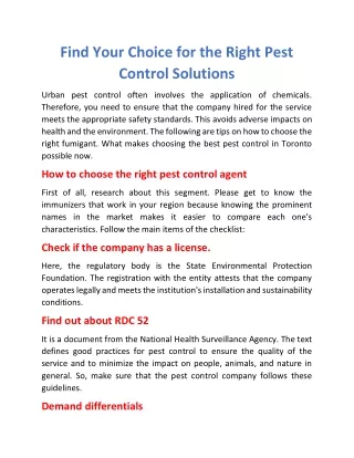 find your choice for the right pest control