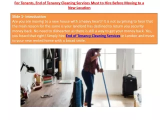 For Tenants, End of Tenancy Cleaning Services Must to Hire Before Moving