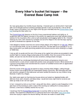 Every hiker’s bucket list topper – the Everest Base Camp trek