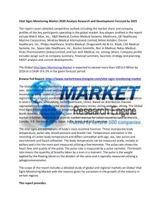 vital signs monitoring market 2020 analysis