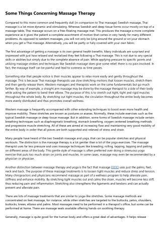 some things concerning massage therapy