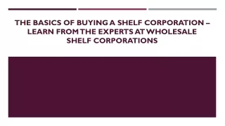 the basics of buying a shelf corporation learn from the experts at wholesale shelf corporations