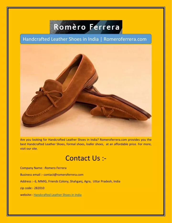 handcrafted leather shoes in india romeroferrera