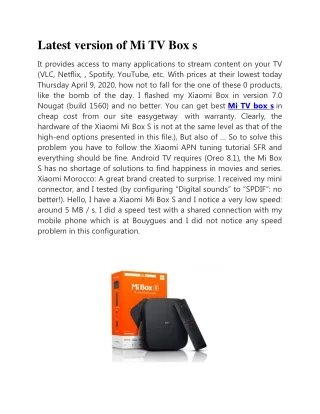 latest version of mi tv box s