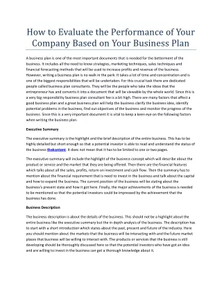 how to evaluate the performance of your company