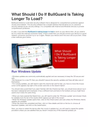 what should i do if bullguard is taking longer