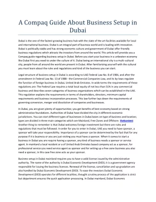 a compaq guide about business setup in dubai