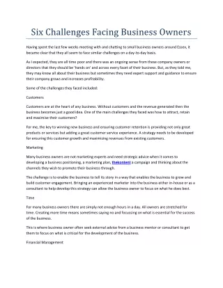six challenges facing business owners
