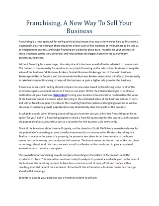 franchising a new way to sell your business