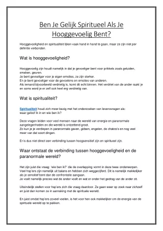 ben je gelijk spiritueel als je hooggevoelig bent