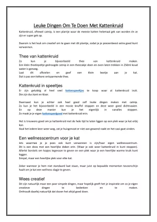 leuke dingen om te doen met kattenkruid leuke