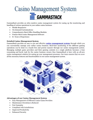 gammastack provides an ultra modern casino