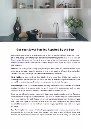 get your sewer pipeline repaired by the best