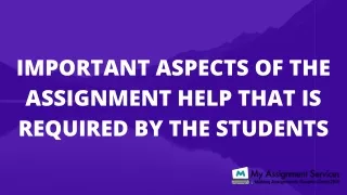 important aspects of the assignment help that