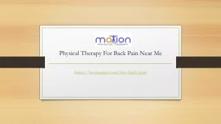 Physical Therapy For Back Pain Near Me