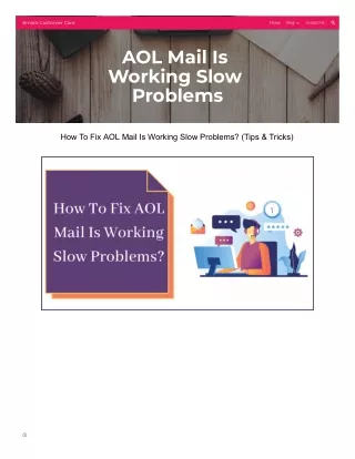 AOL Mail Is Working Slow Problems