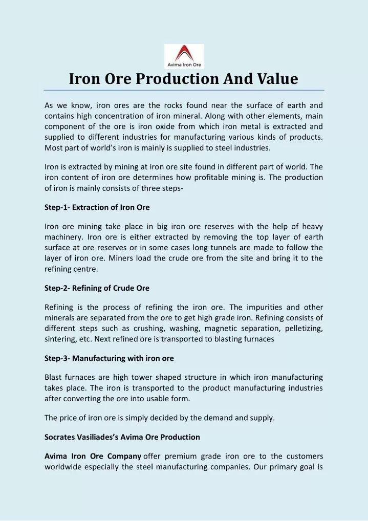 iron ore production and value
