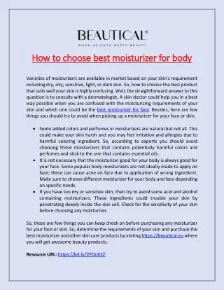 h how to choose best moisturizer for body
