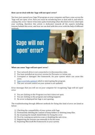 how can we deal with the sage will not open error