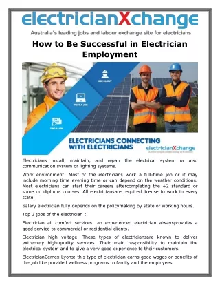 how to be successful in electrician employment