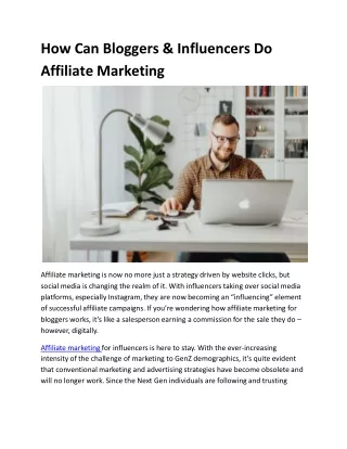 How Can Bloggers & Influencers Do Affiliate Marketing