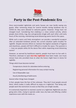 party in the post pandemic era