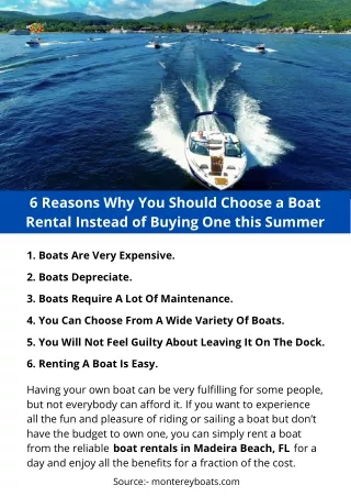 6 Reasons Why You Should Choose a Boat Rental Instead of Buying One this Summer
