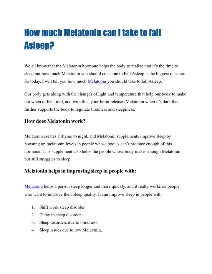 how much melatonin can i take to fall asleep
