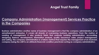 Company Administration (management) Services Practice in