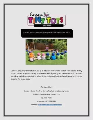 Carrara Daycare Education Centre | Carrara-pre-prep.tinytots.net.au