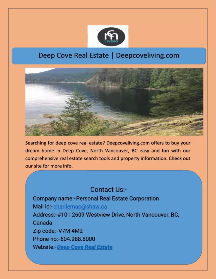 deep cove real estate deepcoveliving com
