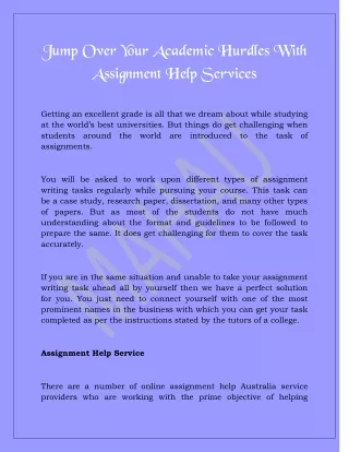 jump over your academic hurdles with assignment