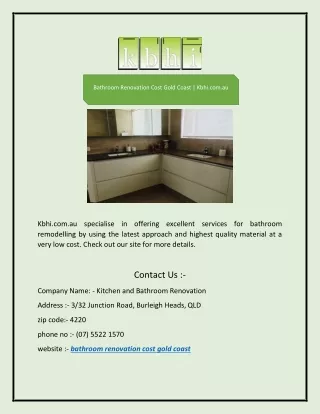 Bathroom Renovation Cost Gold Coast | Kbhi.com.au