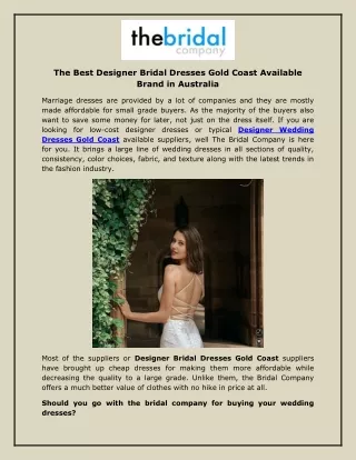 The Best Designer Bridal Dresses Gold Coast Available Brand in Australia-converted