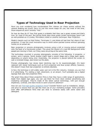Types of Technology Used in Rear Projection