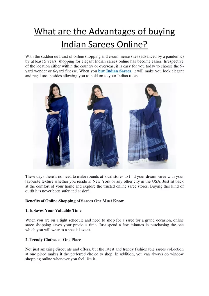 what are the advantages of buying indian sarees
