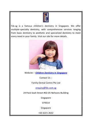 Children Dentistry in Singapore | Fdc.sg