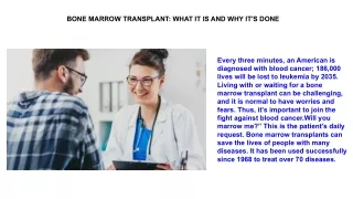 BONE MARROW TRANSPLANT_ WHAT IT IS AND WHY IT'S DONE