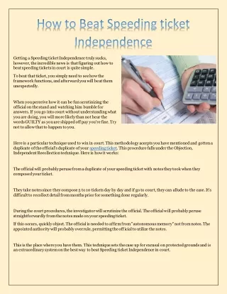 getting a speeding ticket independence truly