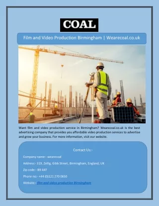 film and video production birmingham wearecoal