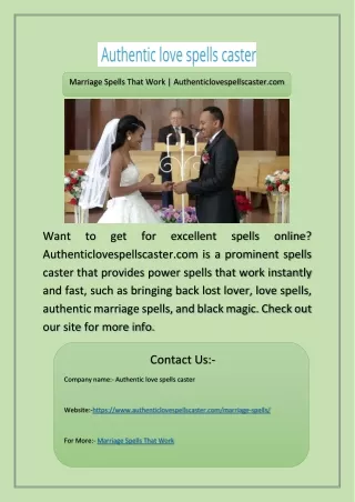 Marriage Spells That Work | Authenticlovespellscaster.com