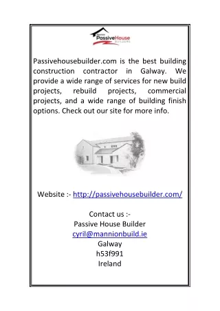 Construction Contractor in Galway  Passivehousebuilder.com