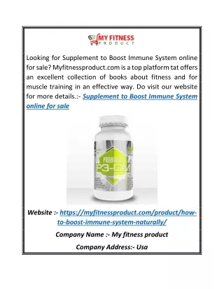 Supplement to Boost Immune System online for sale | Myfitnessproduct.com