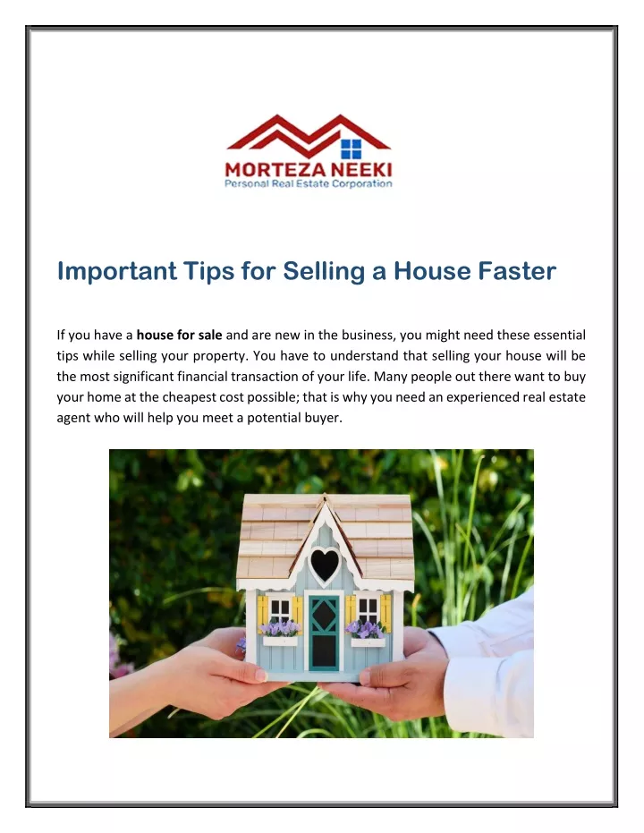 important tips for selling a house faster