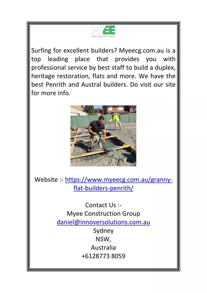 surfing for excellent builders myeecg