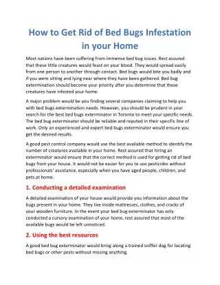 How to Get Rid of Bed Bugs Infestation in your Home