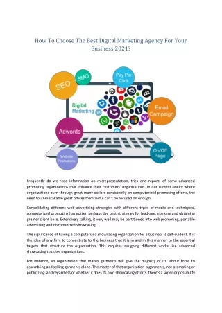 How To Choose The Best Digital Marketing Agency For Your Business 2021